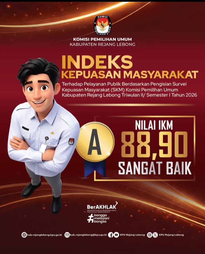 Indeks Kepuasan Masyarakat Terhadap KPU Kabupaten Rejang Lebong  TW II/Semester I Tahun 2026